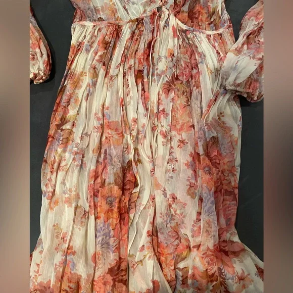 Zimmermann Devi Gathered Yoke Long Sleeve Chiffon Dress NWTsizeAU 2 ( US 8 )